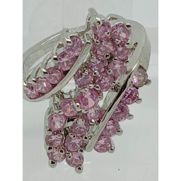 3.80CT Vintage Gold Plated Pink Sim Diamond CZ Cocktail Statement Ring Size 7.5 - Picture 10 of 10